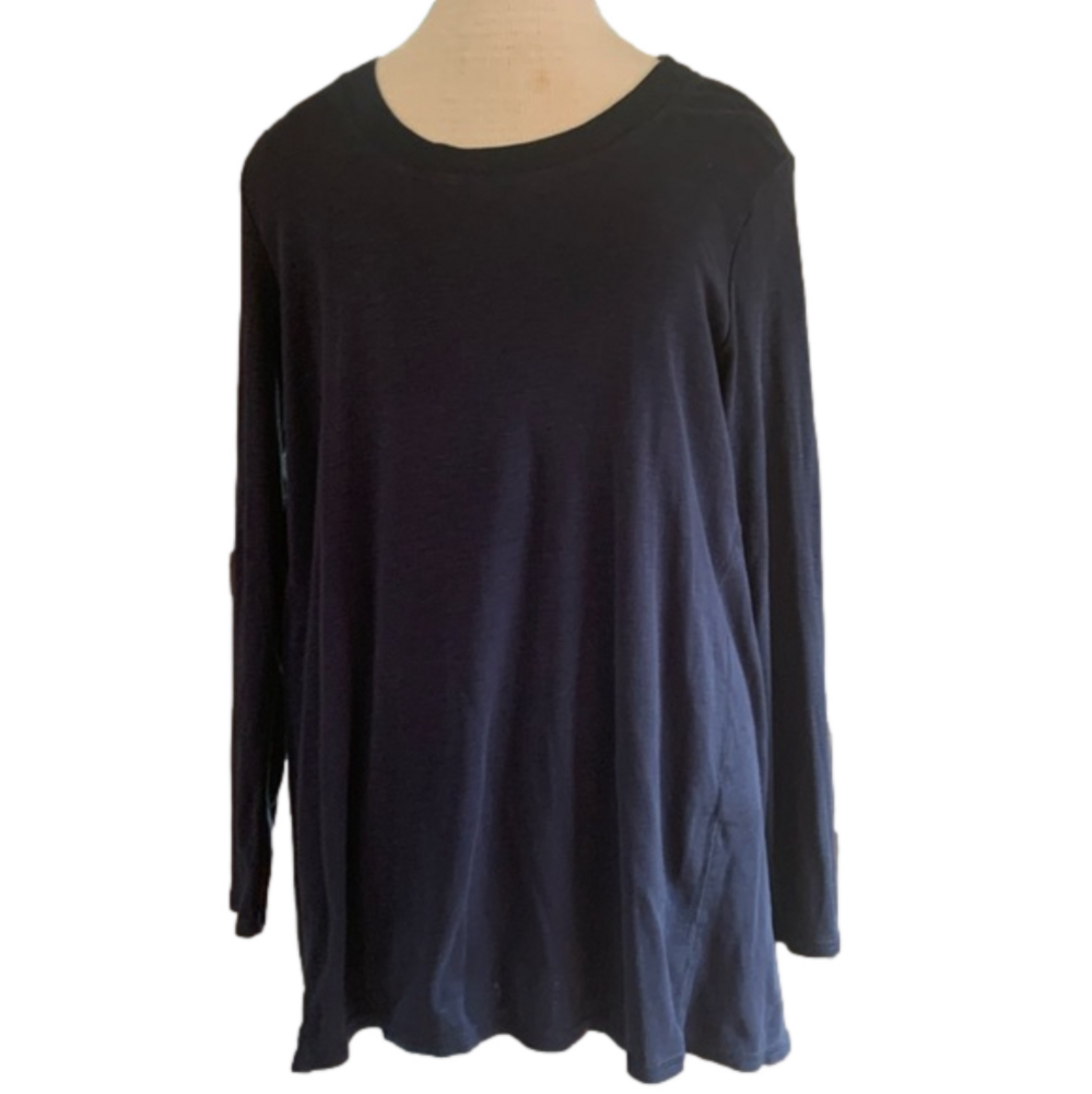 J Jill sz LT pima scoop neck elliptical tunic navy blue
